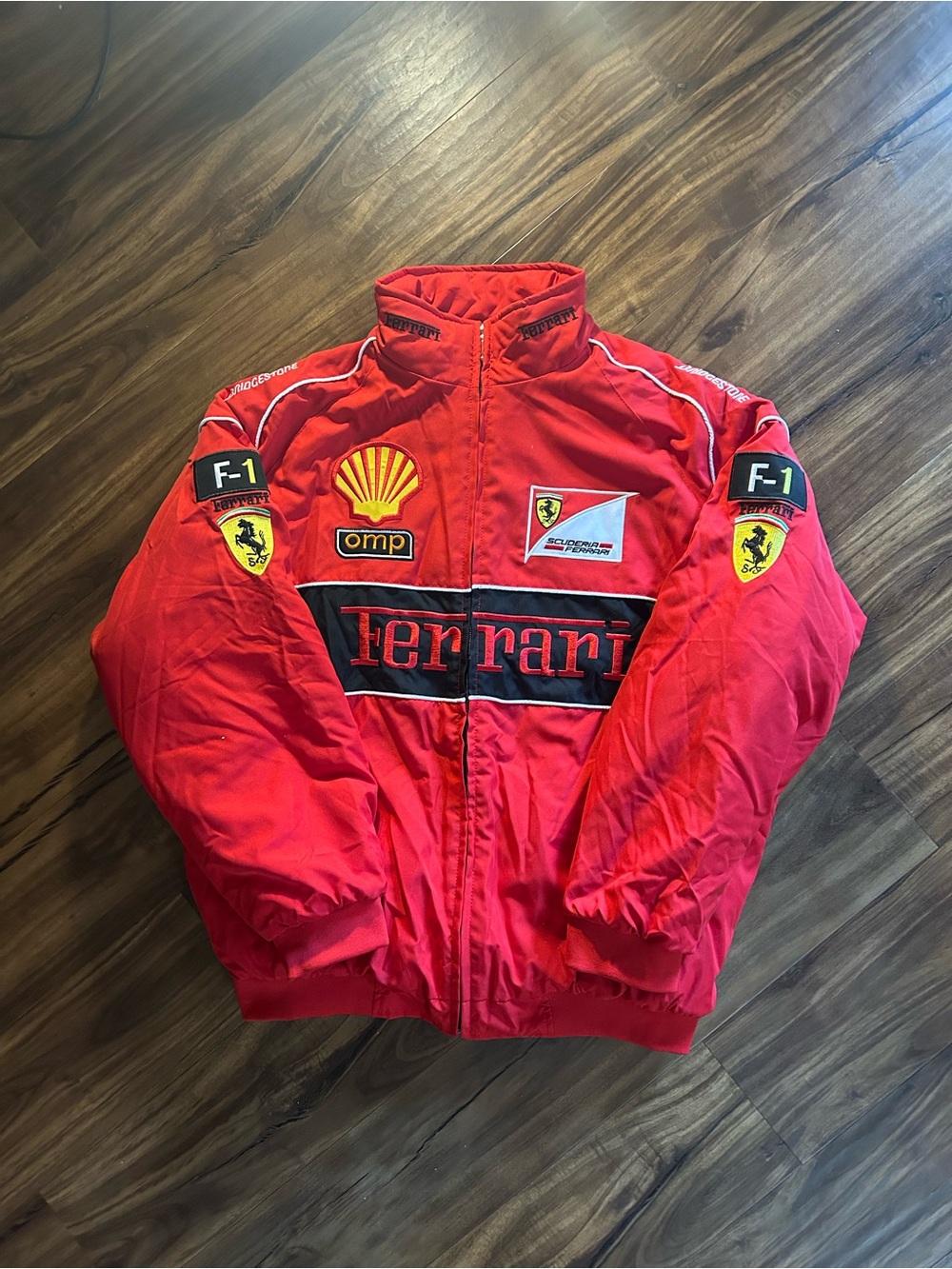 Ferrari Red Racing Bomber Jacket with Shell & OMP Patches